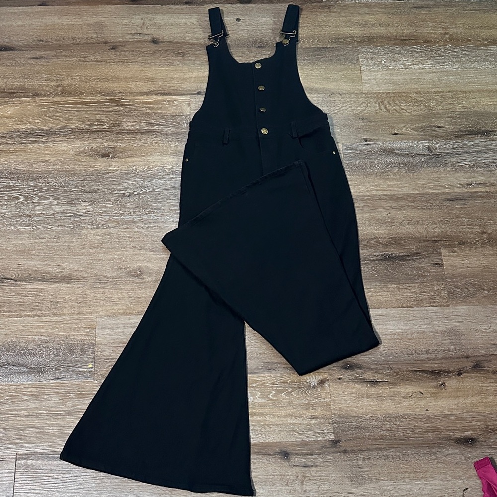 Black Wide-Leg Overalls